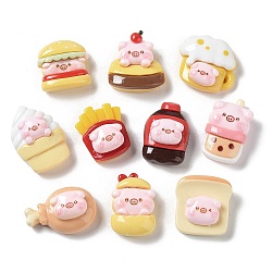 Opaque Resin Decoden Cabochons, Imitation Food, Pig Mixed Shapes, Mixed Color, 18~28x17~27x8~12mm(CRES-M026-20)