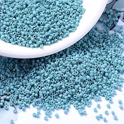 MIYUKI Delica Beads, Cylinder, Japanese Seed Beads, 11/0, (DB0375) Matte Opaque Turquoise Blue Luster , 1.3x1.6mm, Hole: 0.8mm, about 2000pcs/bottle, 10g/bottle(SEED-JP0008-DB0375)