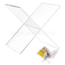 Acrylic Bookends, 4 Sector Book Support, Desktop Book Organizer, Clear, 245x150x4.6mm, 2pcs/set(OFST-WH0003-001)