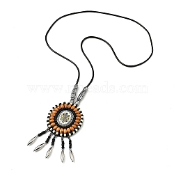 Retro Style Glass & Acrylic & CCB Beads Pendant Necklaces, PU Imitation Leather Necklaces, Colorful, 20.35 inch(51.7cm)(NJEW-Q349-02A)