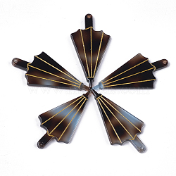 Cellulose Acetate(Resin) Pendants, Umbrella, Coconut Brown, 39.5x19~19.5x2.5mm, Hole: 1.2mm(X-KY-S158-27A)