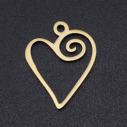 201 Stainless Steel Pendants, Laser Cut Pendants, Heart, Golden, 17x13.5x1mm, Hole: 1.5mm(STAS-T054-JN770-2)