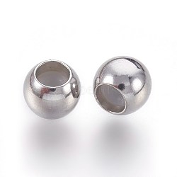 201 Stainless Steel Beads, with Plastic, Slider Beads, Stopper Beads, Rondelle, Stainless Steel Color, 6x5mm, Hole: 1.2mm(STAS-F188-26P-A)