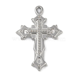 Non-Tarnish 304 Stainless Steel Pendants, Cross Charm, Stainless Steel Color, 45.5x31x4mm, Hole: 2.2mm(STAS-Q328-01P-02)