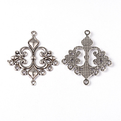 Tibetan Style Chandelier Component Links, Lead Free and Cadmium Free, Rhombus, Antique Silver, 35x29x2mm, Hole: 1.5mm.(EA9734Y)