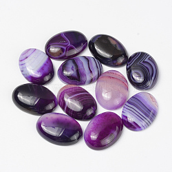 Natural Striped Agate/Banded Agate Cabochons, Dyed, Oval, Purple, 18x13x5mm(X-G-R415-13x18-11)
