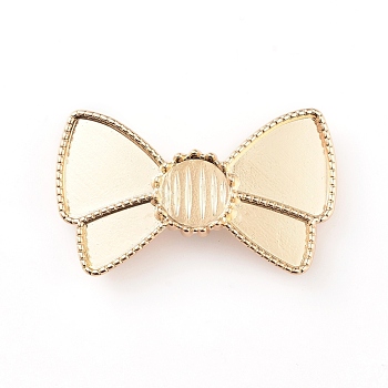 Zinc Alloy Hair Ties Findings, Cabochon Settings, For DIY Epoxy Resin, Bowknot, Light Gold, 39x22x8mm, Hole: 6mm, Flat Round: 9mm inner diameter