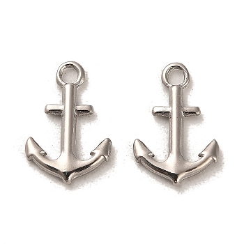 304 Stainless Steel Pendants, Anchor Charms, Stainless Steel Color, 16x11x1.8mm, Hole: 2mm