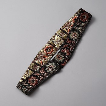 Flower Pattern Polyester Woven Belt Ornament Accessories, for Costume, Cowboy Hat, Bend Brim Fedora Hat Decoration, Black, 580x34x0.5mm
