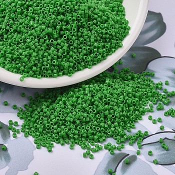 MIYUKI Delica Beads, Cylinder, Japanese Seed Beads, 11/0, (DB0724) Opaque Green, 1.3x1.6mm, Hole: 0.8mm, about 2000pcs/10g