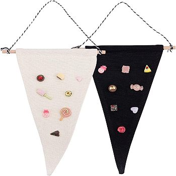 Fingerinspire 2Pcs 2 Colors Cloth Brooch Pin Display Organizer, with Cotton and Wood Finding, Triangle, Mixed Color, 405mm, 1pc/color