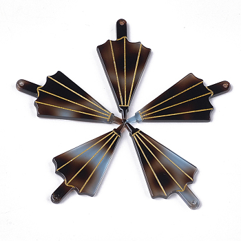 Cellulose Acetate(Resin) Pendants, Umbrella, Coconut Brown, 39.5x19~19.5x2.5mm, Hole: 1.2mm