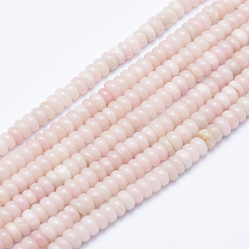 Natural Pink Opal Beads Strands, Rondelle, 6~6.5x3~4mm, Hole: 1mm, about 105pcs/strand, 15.7 inch(40cm)