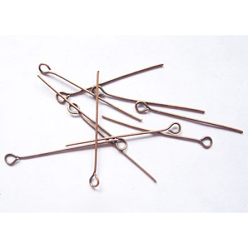 Iron Eye Pin, Cadmium Free & Nickel Free & Lead Free, Red Copper, 45x0.7mm, Hole: 2mm, about 6000pcs/1000g