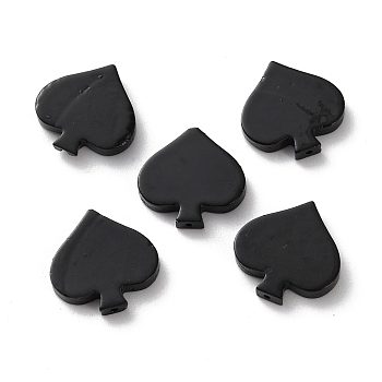 Trochid Shell Pendants, Poker Charms, Spray Painted, Spade, 16.5~17x16.5~17x2.5~3mm, Hole: 0.7~0.8mm