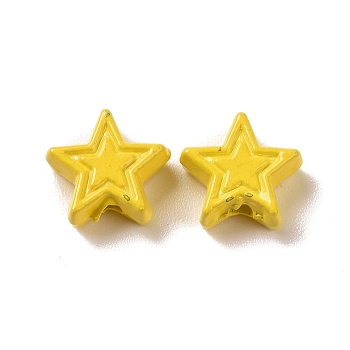 Spray Painted Alloy Beads, Star, Yellow, 7x7.5x3.2mm, Hole: 1.2mm