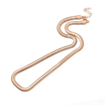 Rack Plating Brass Herringbone Chains Necklace for Men Women, Cadmium Free & Lead Free, Real Rose Gold Plated, 17.87 inch(45.4cm)