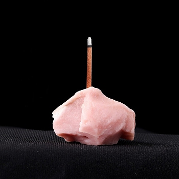 Natural Raw Pink Opal Incense Holder, Reiki Energy Stone Display Decoration, for Healing Meditation, Nugget, 40~60mm