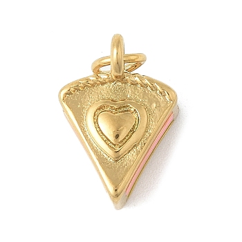 304 Stainless Steel Enamel Charms, Cake with Heart Charm, with Jump Ring, Golden, 15x10x10mm, Hole: 3mm