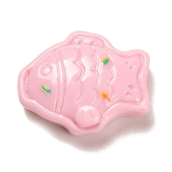 Opaque Resin Decoden Cabochons, Pink, Fish, 14x17x5.5mm