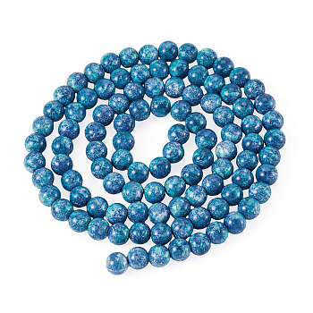 1 Strand Baking Paint Glass Beads Strands, Round, Marine Blue, 8~8.5mm, Hole: 1~1.2mm, about 105~106pcs/strand, 30.71~31.10 inch(78~79cm)