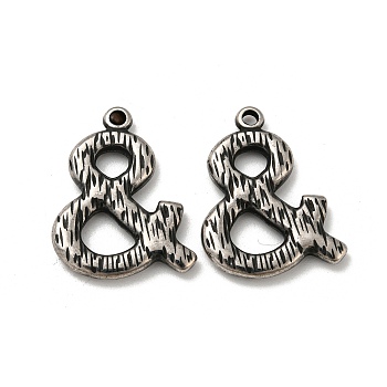 304 Stainless Steel Pendants, Symbol & Charms, Antique Silver, 18x23x2.5mm, Hole: 1.8mm