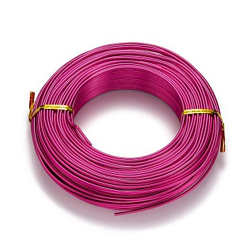 Round Aluminum Wire, Flexible Craft Wire, for Beading Jewelry Doll Craft Making, Fuchsia, 12 Gauge, 2.0mm, 55m/500g(180.4 Feet/500g)