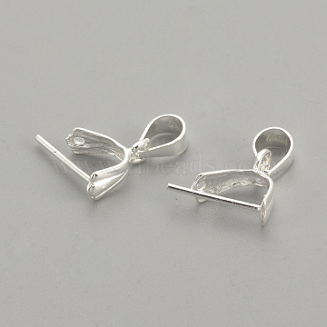 925 Sterling Silver Pendants, Ice Pick & Pinch Bails, Carved 925, Silver, 18mm, Hole: 5mm; Pin: 0.5mm(STER-S002-65)