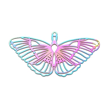 Rainbow Color Butterfly 201 Stainless Steel Pendants