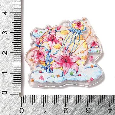 Acrylic Relief Double Side loose Powder Violet Flower Pendants(OACR-R263-02D)-3