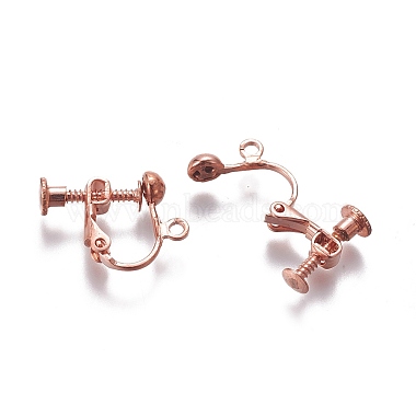 Rack Plated Brass Screw Clip-on Earring Findings(KK-P169-04RG)-2