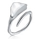 Rhodium Plated 925 Sterling Silver Triangle Open Cuff Ring for Men Women(JR882A)-1