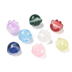 Gradient Color Resin UV Reactive Beads, Color Changing Beads,  Paw Print, with Glitter Powder, Mixed Color, 15x15.5~16x12~13mm, Hole: 1.8mm(RE-CBA1E8A-01)