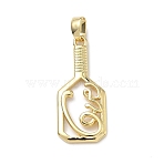 Brass Pendants, Pickleball Paddle Charms, Cadmium Free & Lead Free, Rack Plating, Long-Lasting Plated, Real 18K Gold Plated, 25.5x11x2.5mm, Hole: 5x2.5mm(KK-C156-17G)