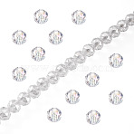4 Strands AB Color Plated Transparent Glass Round Beads Strands, Faceted, Clear, 7.5~8.5x7~7.5mm, Hole: 1.2~1.6mm, about 25~26pcs/strand, 6.89~7.48''(17.5~19cm)(EGLA-TADJ0001-22)