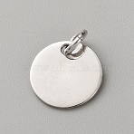 Flat Round 925 Sterling Silver Charms, with Jump Rings, Platinum, 11x1mm, Hole: 3.4mm(STER-WH0005-43A-P)
