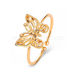 Alloy Open Cuff Rings for Women, Butterfly, Light Gold, Inner Diameter: 20mm(WH-WG313AC-01)