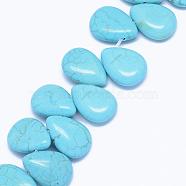 Natural Magnesite Beads Strands, Top Drilled Beads, Dyed & Heated, Teardrop, Sky Blue, 14x10x5mm, Hole: 0.8mm, about 56pcs/strand, 15.5 inch(39.5cm)(G-P324-09-10x14mm)