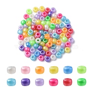Plastic Pearlized Beads, Barrel, Mixed Color, 9x6mm, Hole: 3.5mm(KY-YW0001-37)