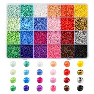 312G 24 Color 8/0 Baking Paint Glass Seed Beads, Round, Mixed Color, 2mm, Hole: 1mm, 13G/color(SEED-YW0002-15)