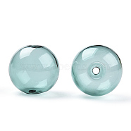 Transparent Blow High Borosilicate Glass Globe Beads, Round, for DIY Wish Bottle Pendant Glass Beads, Dark Cyan, 18x17mm, Hole: 2mm(GLAA-T003-09E)