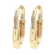 Brass with Cubic Zirconia Hoop Earrings, Oval, Light Gold, 21.5x3x14.5mm(EJEW-D078-30KCG)