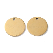 304 Stainless Steel Pendants, Stamping Blank Tag, Flat Round Charm, Real 18K Gold Plated, 15x1.3mm, Hole: 1.6mm(STAS-Q308-09J-G)