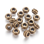Tibetan Style Spacer Beads, Cadmium Free & Nickel Free & Lead Free, Rondelle, Antique Bronze, 12x7mm, Hole: 6.5mm(MLF10319Y-NF)