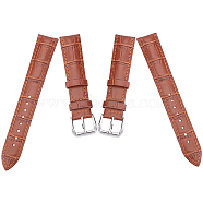 Gorgecraft Leather Watch Bands, with 304 Stainless Steel Clasps, Chocolate, 88~120x20x2.5~5mm(WACH-GF0001-002B-01)