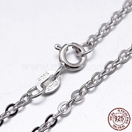 Rhodium Plated Sterling Silver Cable Chains Necklaces, with Spring Ring Clasps, Platinum, 18 inch, 1.2mm(X-NJEW-M157-25C-18)