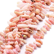 Natural Pink Opal Beads Strands, Nuggets, 9.5~30x4.5~7.5x1.5~5mm, Hole: 0.8mm, about 80pcs/strand, 15.75 inch(40cm)(G-E569-O13)
