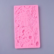 Food Grade Silicone Vein Molds, Fondant Molds, for DIY Cake Decoration, Chocolate, Candy, UV Resin & Epoxy Resin Jewelry Making, Flower and Leaf, Pearl Pink, 202x115x17mm(DIY-K009-14B)