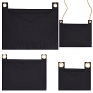 WADORN 3Pcs 3 Style Felt Bags Organizer Insert, Mini Envelope Handbag Shaper Premium Felt, with Iron Grommets, Black, 9~22x8~18.3x0.5~0.55cm, Hole: 10mm, 1pc/style(PURS-WR0006-85A)