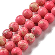 Synthetic Imperial Jasper Dyed Beads Strands, Round, Hot Pink, 4mm, Hole: 1mm, about 91pcs/strand, 14.88''~14.96"(37.8~38cm)(G-D077-A01-02K)